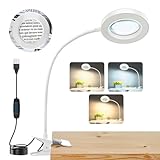 NZQXJXZ Lupe mit Licht USB-gespeist-10X Lupenleuchte mit 3 Farbmodi Metall-Clip- für Leiterplatten, Reparaturen, Handwerk, Lesen, Nähen, Kunstwerke