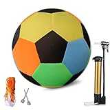 YANGUN Fußball Indoor, Fussball Grösse 4 mit Einer Luftpumpe, Softball Kinder Stoff 20cm mit Luftpumpe und Netztasche, Perfekter für Kinder und Erwachsene, Indoor Spiel