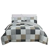 YDHTIZ Tagesdecken Patchworkdecke 230x250 cm, Karierter Streifenstil Stil Doppelbett Bettüberwurf Blech Decke Wohndecke Matratze Blatt,230X250CM