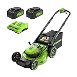 Greenworks 48V (2x24V) Selbstfahrender Akku Rasenmäher bis zu 480m², 46cm Schnittbreite, 55L Sack Rasenmäher Elektro PLUS zwei 4Ah-Akkus und Doppelladegerät,3 Jahre Garantie-MO48L424-01