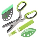 Kräuterschere, erstklassige Küchenschere mit 5 Klingen aus Edelstahl, spülmaschinenfest, scharf und praktisch mit Sicherheitsabdeckung, Kräuterentfernungswerkzeug und Reinigungskamm