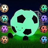 YISUN Fußball Bunt Nachtlicht, Nachtlicht Kinder, Tragbares Fussball Nachtlicht mit Touch Steuerung und Timer, Wiederaufladbare Dimmbare Silikonlampe, für Nachttisch Schlafzimmer Tischdekoration