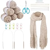 WEBEEDY Stricksets Für Anfänger Erwachsene Strickset Mit Wolle Für Schal Stricknadeln Einfach Zu Befolgende Anleitung Einfache Anfänger Garnsets Häkelzubehör