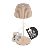 BRILONER - Riffle Mini LED Tischlampe kabellos IP44 mit Lichtkante, Touchdimmer, Akku tauschbar, Nachttischlampe, LED Lampe, Akku Lampe, German Design Award Winner 2025, 8,5 x 20 cm, Beige