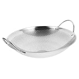 Holibanna Topf und Stativ mit Überlaufschutz Stahlpfanne Kochtöpfe Reichweite handhaben schwer Griffe Hotpot Topf mit Trennwand kleiner Haushaltstopf Suppentopf aus Edelstahl hölzern Silber