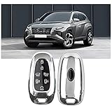 SHAOHAO Schlüssel Hülle Kompatibel mit Hyundai Tucson NX4 2021 2022,IONIQ 5 TPU Silikon Autoschlüssel Schlüsselhülle Tucson NX4 Autofernbedienungen Schutzhülle Autoschlüssel Cover Tucson NX4 (Silber)