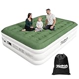 Zearna Luftmatratze 2 Personen, Luftbett Selbstaufblasend in 3 Minuten, Aufblasbare Matratze Gästebett mit Eingebauter Elektrischer Pumpe, Aufblasbares Bett für Heimgebrauch 203x152x46 cm