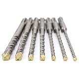 SDS Plus Bohrer Set, Firecore SDS Bohrer Set 7tlg(5mm, 6mm×2,8mm×2,10mm,12mm), Steinbohrer Set SDS mit Vierschneidig, Schlagbohrer Doppelwendel, Betonbohrer Set Kompatibel mit Verschiedene Bohrhammer