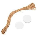 jojofuny 1 Satz Geschenkanhänger Hängende Etiketten einpacken kleine runde Anhänger Etiketten umwickeln Handwerk Bastelanhänger zum Aufhängen leere Hängeetiketten Kreis-Tags Hanfseil Weiß
