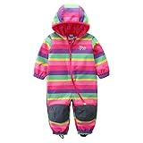 umkaumka Mädchen Schneeoverall Einhorn Regenbogen Softshell Overall Softshellanzug Wasserabweisend Winddichtes Fleece Gr.98