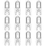 12 Stück Halogen Leuchtmittel G9 33W 230V, 2700K Warmweiß 460lm, Klar G9 Kapselbirne Dimmbar, G9 Steckbirnen für Backofenlampe, Leuchter, Stehlampe
