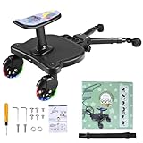 BugyKido Buggy Board mit LED Räder, Kinderwagen Trittbrett Universal alle Kinderwagen, Trittbrett Kinderwagen zubehör für 2-6 Jahre alte Kinder mit Einer maximalen Belastung von 25kg