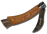 3Dglas Plizmesser mit Gravur auf Klinge und Griff | original Pilzmesser N08 | Pilzmesser mit Bürste | graviertes Pilzmesser