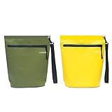 YUMQUA wasserdichte Reißverschlusstasche 2er-Pack, Mehrzweck wasserdichte Beutel Gear Tasche für Outdoor Reisen Strand Pool Angeln schmutzige Kleidung nasse Badeanzüge (Armee Grün+Gelb)