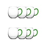 Novaliv 6X Weinseidel mit grünem Henkel 250 ml Weinglas geeicht Glas Weißweinglas Glühweingläser Glühweintasse Punchgläser Teegläser mit Henkel Schorleglas
