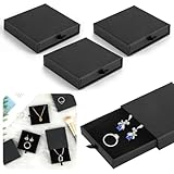 4 Stück Schmuck Geschenkbox, Schwarz 7 x 7 x 1,7cm Schmuckschachtel, Ausziehbare Quadratische Schmuckschatulle Klein, Schmuckverpackungen für Armbänder, Halsketten, Ohrringe