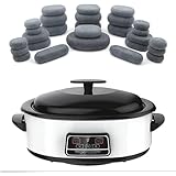 Natural Basalt Hot Stone Massage Kit, 27-teiliges Set mit digitaler Heizung für Entspannung, Muskelschmerzlinderung und Home Spa Therapie