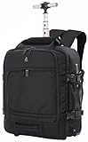 Aerolite Easyjet Rucksack mit 2 Rollen, recycelt, umweltfreundlich, mit ausziehbarem Griff, Reisegepäck, 45 x 36 x 20 cm, 10 Jahre Garantie, Schwarz, Rucksack