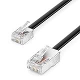 deleyCON 1m Telefonkabel RJ11 auf RJ45 Modularkabel Flachkabel RJ11 Stecker zu RJ45 Netzwerk Stecker Telefondose Modem Router Fax ISDN DSL VDSL Internet Schwarz