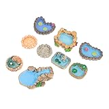 Yardenfun 9Stücke Miniatur Teich Dekoration Teiliges für Mikrolandschaften Hochwertige Garten Deko mit Kreativem Design für Mini und Feengarten Zufällige Stilvarianten