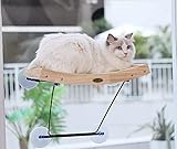Pecute Katzen Fensterplätze (42 * 30 * 6.5cm), Katzen Hängematte Sisal mit 2 in 1 Kratzbaum, Massivholzrahmen, Eisenhalterung und Leistungsstarker Saugnapf