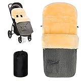 Zamboo Lammfell Fußsack 2in1 für Kinderwagen & Buggy - Universal Baby Winterfußsack und Einlage aus Merino Lammwolle für Kinder - Grau