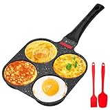 Traxenta pancake pfanne, spiegeleipfanne 4 loch, antihaft-aluminium eierpfanne, egg pan, pankakespfanne schwarz, eierbratpfanne, bratpfanne für eier, pfannkuchenpfanne, für Gasherd