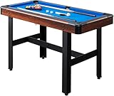 Bonnlo 4ft Billardtisch mit Zubehör (2 Queues, 1x Satz Billardkugeln, 1 Kreiden & Dreieck & Bürste), Tischbillard klappbar für Kinder & Erwachsene, 122x61x76 cm, Blau