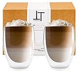 Tempery - Doppelwandige Gläser / Latte Macchiato Gläser / Cappuccino Tassen - 350ml - Set aus 2 Doppelwandige Trinkgläser - Original Teegläser & perfekt Geschenk für jede Gelegenheit