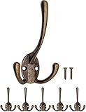 FUXXER® - Antike Garderoben-Haken, Handtuch-Haken, Kleider-Haken, Hut-Haken, Wand-Haken im Messing Bronze Design, Vintage Landhaus Retro, 5er Set,