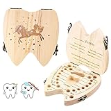 Zahnbox Holz Milchzähne Box,Milchzahndose Aus Holz (Einhorn-Zähne)