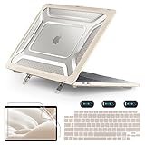 CISSOOK Robuste Hülle kompatibel mit MacBook Air 13 Zoll Hülle 2021-2018 Release A2337 M1 A2179 A1932, Wabendesign Stoßfeste Schutzhülle für MacBook Air 13 mit Touch ID, Honey-KKabel Haki
