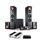 Teufel Ultima 40 Surround Wireless 5.1 Set - Heimkino-Set mit Kabellose Rear Speakers, Mächtiger Subwoofer, Höhe Sprachverständlichkeit, Bassreflex, 3-Wege-System - schwarz