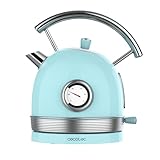 Cecotec Elektrischer Wasserkocher ThermoSense 420 Light Blue, 1,8 Liter, 2200 W, Temperaturmessung, Basis 360 Grad, Edelstahl, Vintage-Stil, Blau
