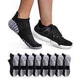 YouShow 8 Paar Sneaker Socken Damen Herren Sportsocken Laufsocken Atmungsaktiv Baumwolle Gepolsterte Kurze Halbsocken Schwarz 39-42