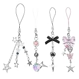 Ruzister 4 Stück Niedliche Handy-Charms, ästhetische Y2K-Handy-Charms, Riemen, Y2K-Zubehör Trageschlaufe für Handytasche, Schlüsselanhänger, Kamera-Anhänger, Dekor