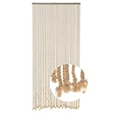 HAB & GUT -DV0122- Seilvorhang Türvorhang MARE 60 Stränge 100/220 cm Beige Zimmertüren Insektenschutz Balkon Terrasse Boho