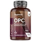 OPC Kapseln - 95% OPC Traubenkernextrakt - 250mg (4:1) entspricht 1000mg Extrakt pro Portion - 8 Monate Vorrat - 240 Kapseln - Aus Französischen Weintrauben - Täglich 1 Kapsel - Vegan - WeightWorld