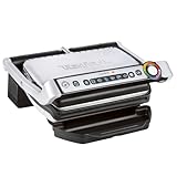 Tefal OptiGrill Kontaktgrill, 6 automatische Programme, Garstufenanzeige, passt Temperatur und Grillzyklus ans Grillgut an, antihaftbeschichtete abnehmbare Platten, Elektrogrill, Edelstahl, GC705D16