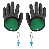 JINXIAN 1 Paar wasserdichte Angelhandschuhe Stichfest Anti Schnitt Landehandschuh Hecht mit 2 Magnetic Buckle Angelzubehör für Den Sicheren Umgang mit Hecht Zander Wels