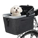 DAISTERN Hundefahrradkorb bis 12kg für Gepäckträger mit Metallrahmen, Schnellmontage-Halterung, Netzfenster, weichem Sitzkissen, Reflektorstreifen, faltbar, passend für E-Bikes & Citybikes