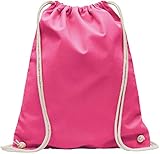 Baumwoll Turnbeutel 1 Stück 38 x 42 cm Sportbeutel - Rucksack Stofftasche Bag, Beutel, Baumwollbeutel, Jutebeutel OEKO-TEX® geprüft Stoffbeutel Damen & Herren, Kinder Gym Sack zum bemalen in Pink