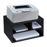 Relaxdays Druckerständer Schreibtisch, 3 Fächer, Regal für Drucker, Druckerhalter, H x B x T: 22,5 x 40 x 30 cm, schwarz