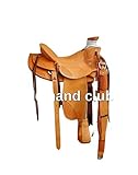 Demand Club Western Naturleder Handgeschnitzte Roper Ranch Sattel Reiten Freude Trail Barrel Handmade Horse Tack Set Pad Kopfstall Cowboy Pferdesattel 30,5 cm