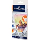 Faber-Castell 169612 - Aquarellfarben Creative Studio, 12 Tuben je 9 ml, inkl. Mischpalette
