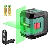 HYCHIKA Kreuzlinienlaser Grün, Selbstnivellierend Linienlaser 15M, Laser Wasserwaage 3 Stufen der Helligkeitseinstellung, 2 AA Batterien, Halterung, Innen und Außen Verwendbar, Dekoration, DIY