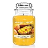 Yankee Candle Duftkerze im Glas (groß) | Mango Peach Salsa | Brenndauer bis zu 150 Stunden | Perfekte Geschenke für Frauen