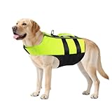 NAMSAN Hundeschwimmwesten Schwimmweste für Hund Tragbar Aufblasbar Rettungswesten für Kleine/Mitte/Groß Hunde, Grün-L