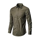 DENGJIAMY Herrenhemd, Übergröße, einfarbiger Kragen, T-Shirt, langärmelig, modisch, lässig, Business, Button-Down-Shirt, Outdoor, trendige Oberteile, Herren-Sommerkleidung, Z11 Army Green, 3XL