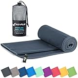 Fit-Flip Mikrofaser Handtuch - kompakte Microfaser Handtücher - ideal als Sporthandtuch, Reisehandtuch, Strandtuch - schnelltrocknend und leicht - Badetuch groß (70x140cm, Dunkelgrau)
